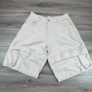 Zara Mens Cargo‎ Shorts 36 Cream Beige Utility Multi-Pocket Convertible Gorpcore